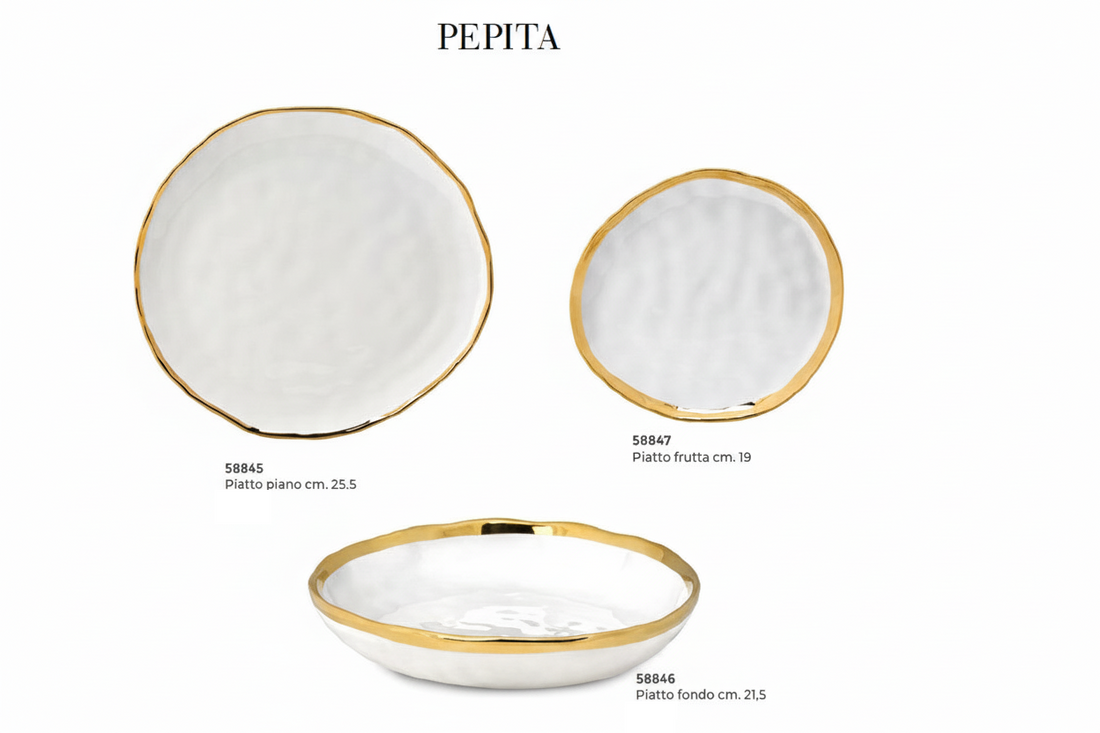 Fade Pepita Piatto Fondo D 21,5 Cm Porcellana Bianco Oro