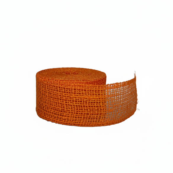 Nastro juta Arpimex arancio 5cm 18mt, texture naturale rustica. Ideale per packaging, bomboniere e allestimenti eco - ean 8018318258459