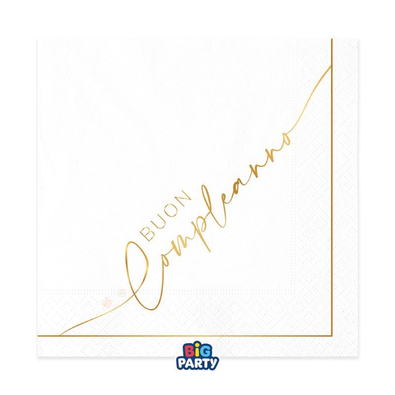 big party big party tovaglioli carta buon compleanno gold 33 x 33 cm bianco oro ean 8020834766134