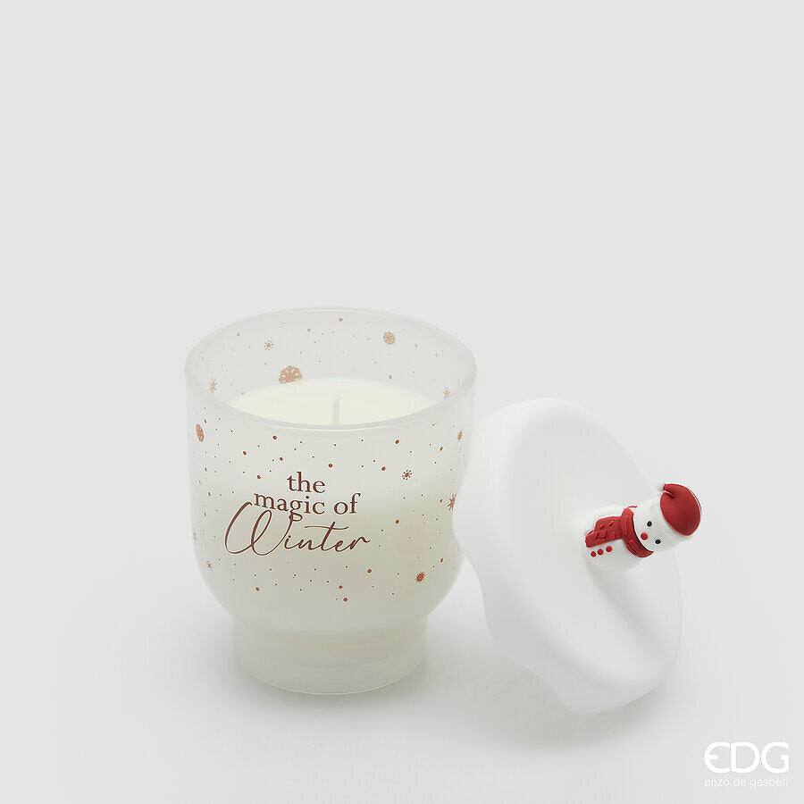 edg enzo de gasperi edg enzo de gasperi candela di natale snowy h 10 cm d 9 cm cotton bianco rosso ean 8059824544889