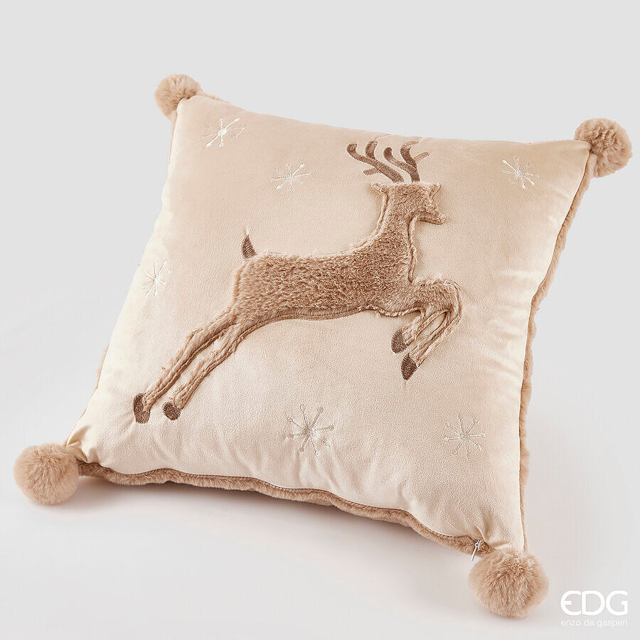 edg enzo de gasperi edg enzo de gasperi cuscino natale renna quadrato 45 x 45 cm camel ean 8059824585721