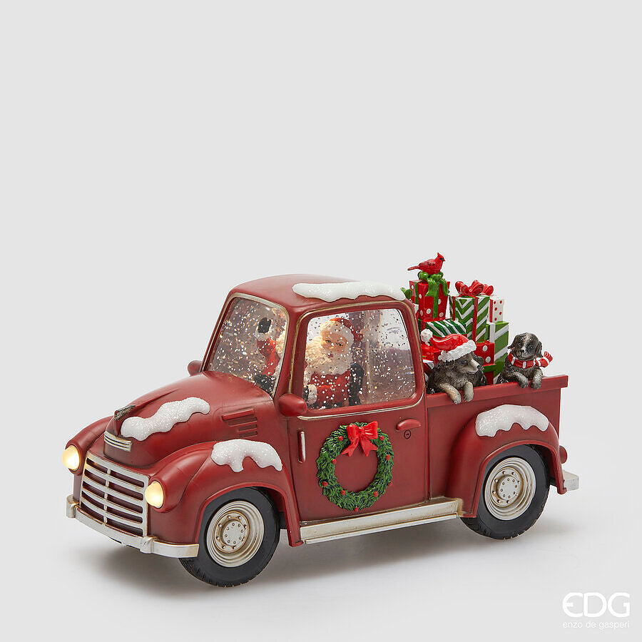 edg enzo de gasperi edg enzo de gasperi decor pick up con babbo natale e biscotti h 16 cm l 28 cm l 12 cm musica mov led red ean 8059824583307