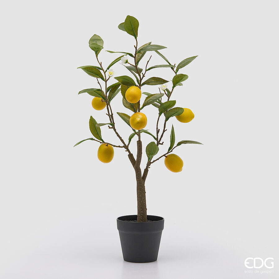 edg enzo de gasperi edg enzo de gasperi limone con vaso e foglie x6 pianta artificiale h 60 cm verde giallo ean 8059824634832