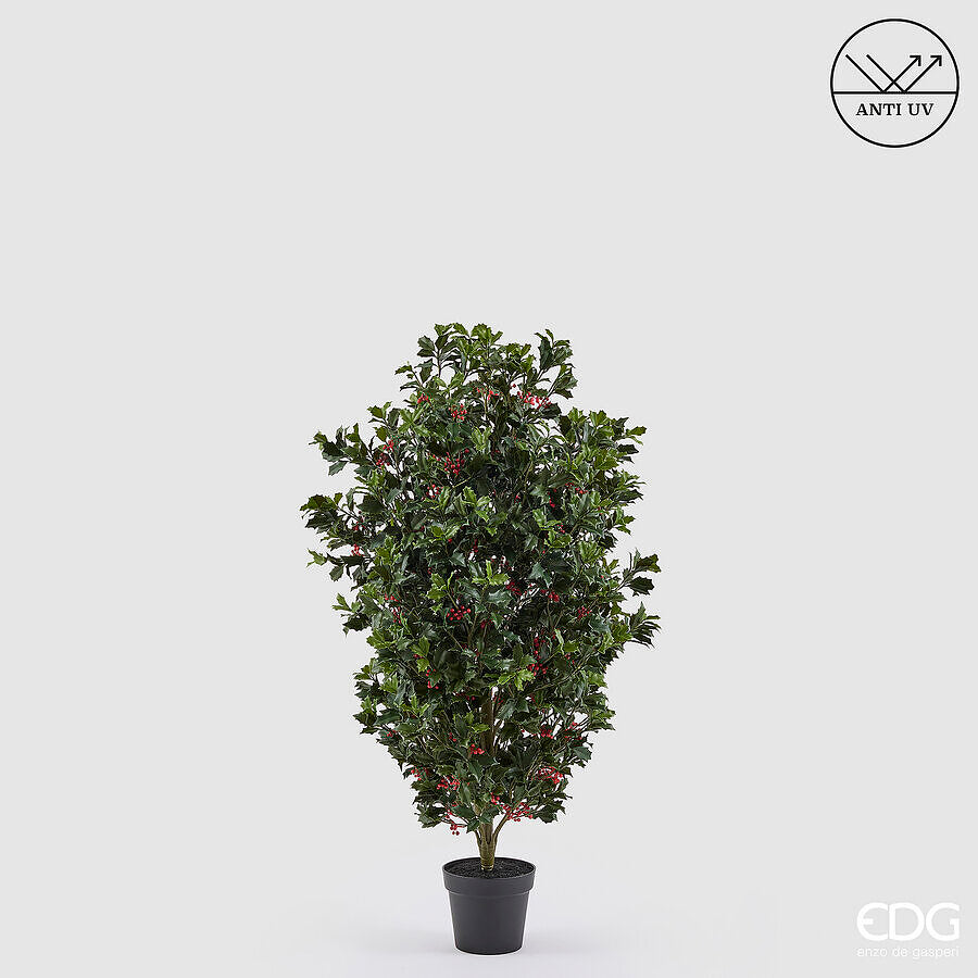 edg enzo de gasperi edg enzo de gasperi pianta artificiale agrifoglio h 129 cm con bacche e vaso anti uv verde per interno ed esterno ean 8059824655301
