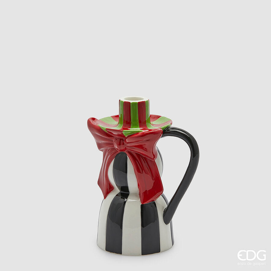 edg enzo de gasperi edg enzo de gasperi portacandela con fiocco natale h 18 cm l 14 cm l 10 cm white black ean 8059824552617