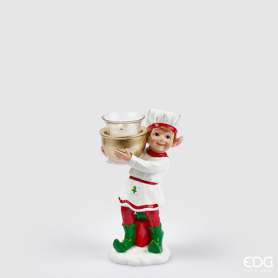 edg enzo de gasperi edg enzo de gasperi portacandela elfo cuoco di natale h 215 cm green red ean 8059824389657