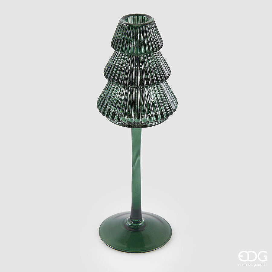 edg enzo de gasperi edg enzo de gasperi portacandela pino di natale h 25 cm d 8 cm piede calice dark green ean 8059824548764