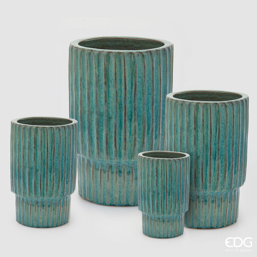 edg enzo de gasperi edg enzo de gasperi set 4 pz vaso glaze atlas righe h 68 cm h 56 cm h 44 cm h 37 cm waterproof mix blu ean 8059824609014