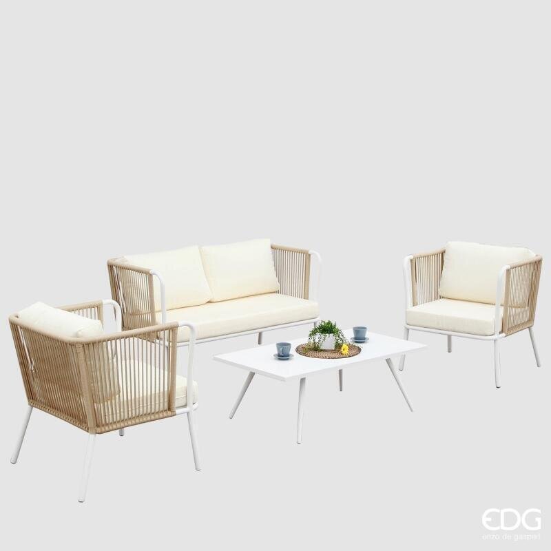 edg enzo de gasperi edg enzo de gasperi set salottino 100 alluminio divano 2 poltrone e tavolino bianco
