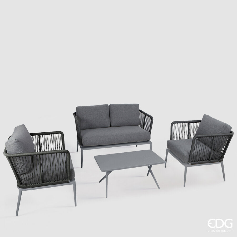 edg enzo de gasperi edg enzo de gasperi set salotto divano 2 poltrone e tavolino dark grey ean 8056372848605