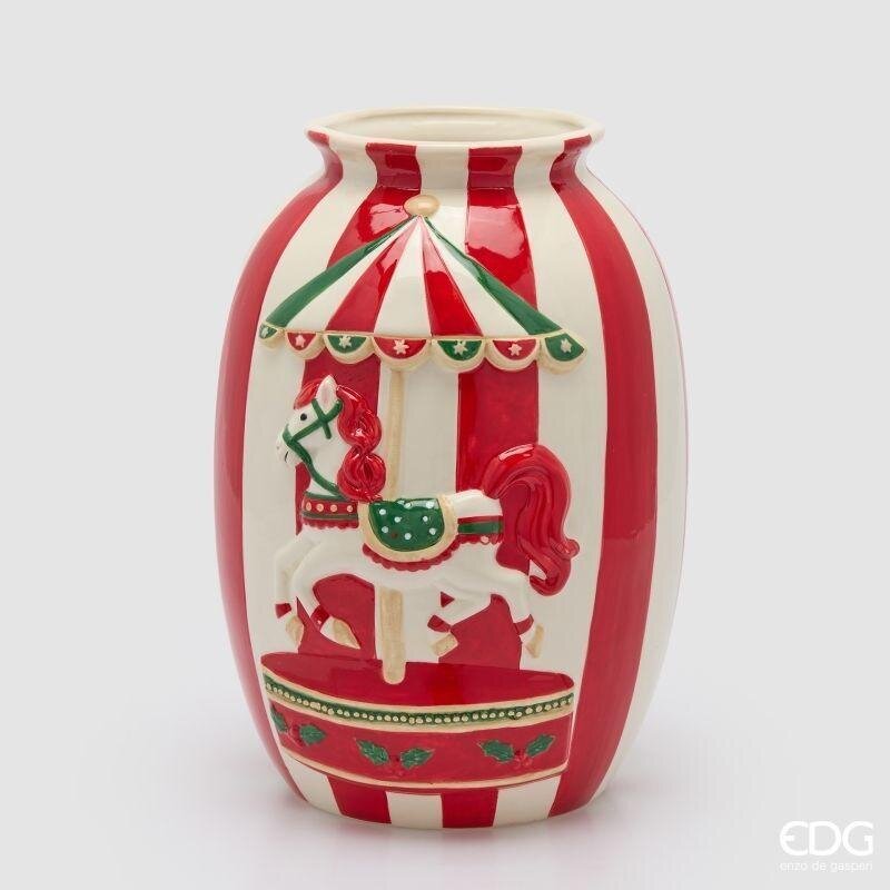 edg enzo de gasperi edg enzo de gasperi vaso anfora cavallo giostra h33 24 cm bianco rosso decorazione natalizia ean 8059824663559
