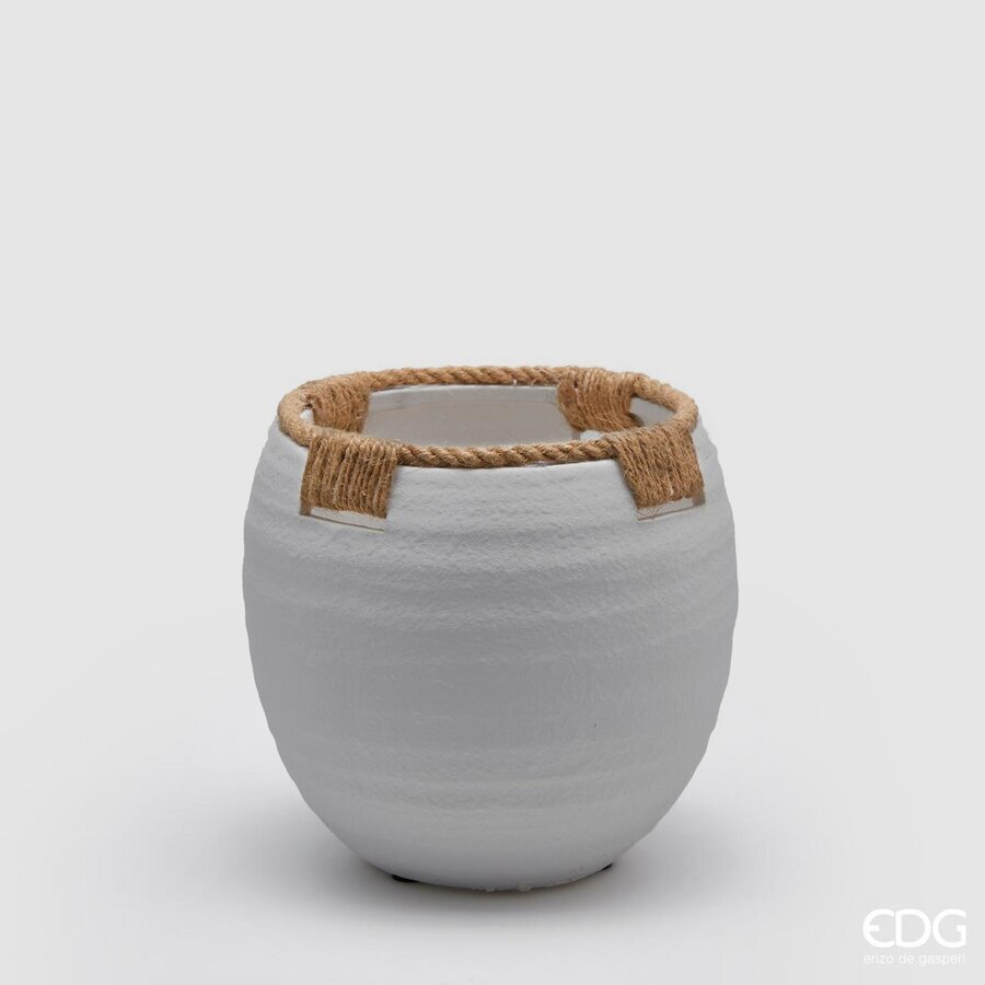 edg enzo de gasperi edg enzo de gasperi vaso in terracotta con corde h 19 cm d 20 cm grigio vaso decorativo naturale design moderno ean 8059824127518