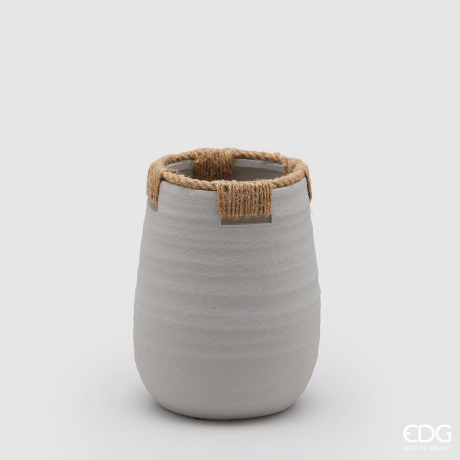 edg enzo de gasperi edg enzo de gasperi vaso in terracotta con corde h 21 cm d 16 cm grigio vaso decorativo naturale design moderno ean 8059824127563