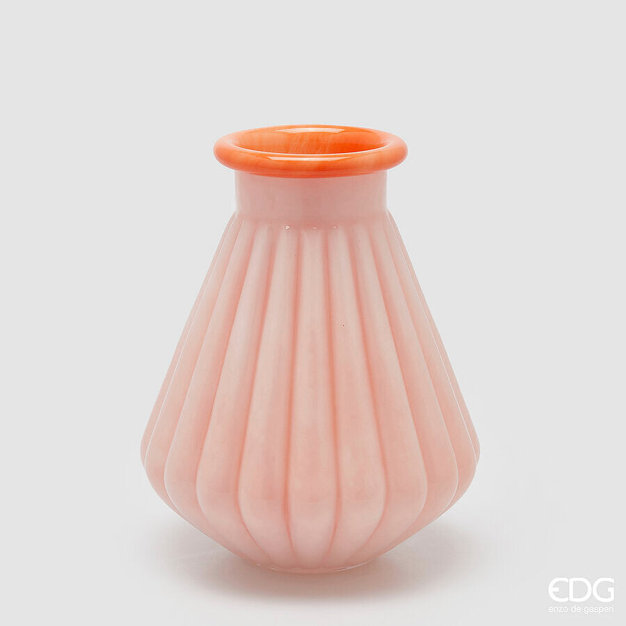 edg enzo de gasperi edg enzo de gasperi vaso righe con bordo h 28 cm d 23 cm waterproof vetro coral ean 8059824619198