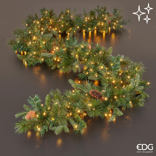 edg enzo de gasperi festone pino con pigne 300 led h 270 cm verde ean 8059824274397