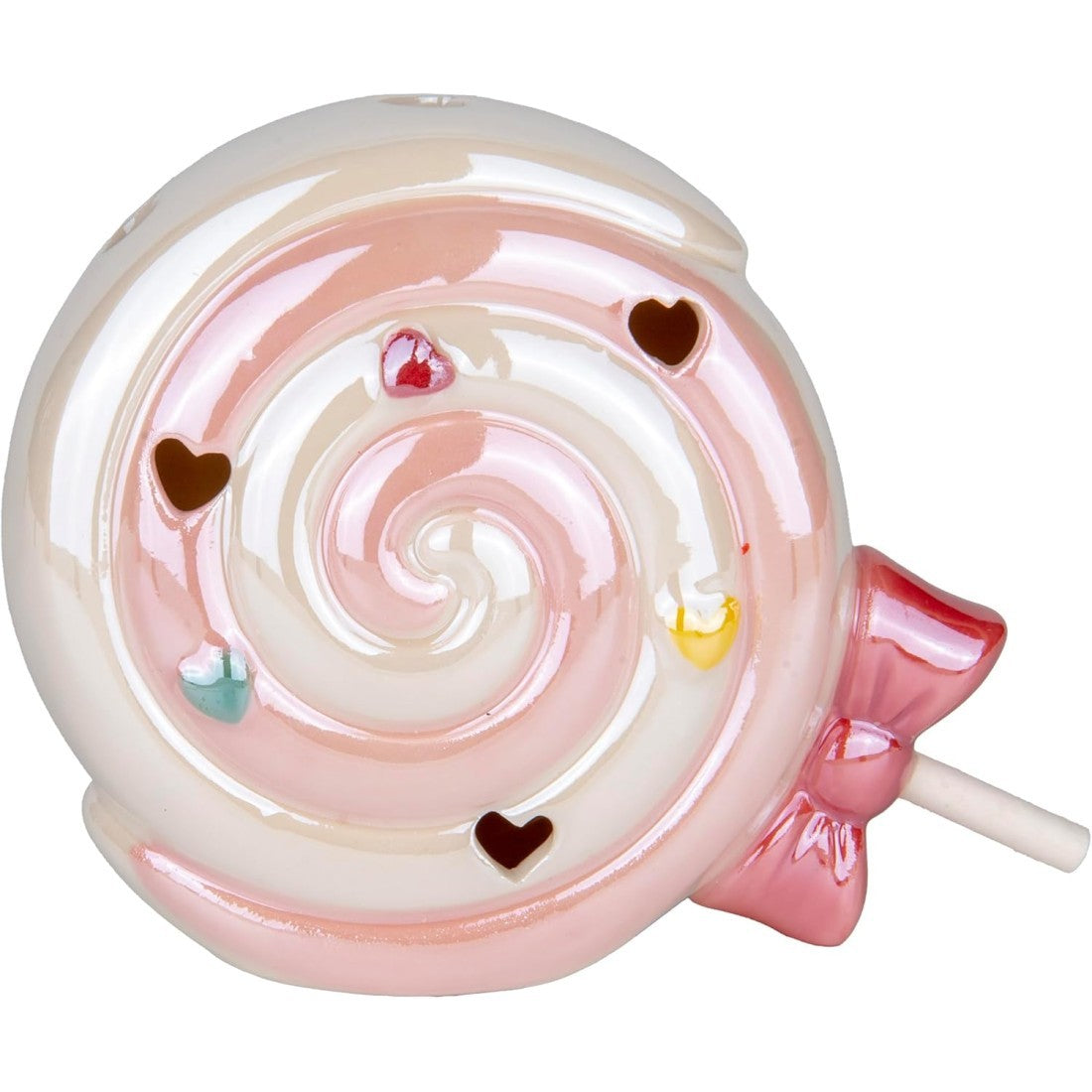 Decora feste e battesimi con il lollipop luminoso LED Etm rosa H. 12 cm in resina. Bomboniera originale con luce integrata.
