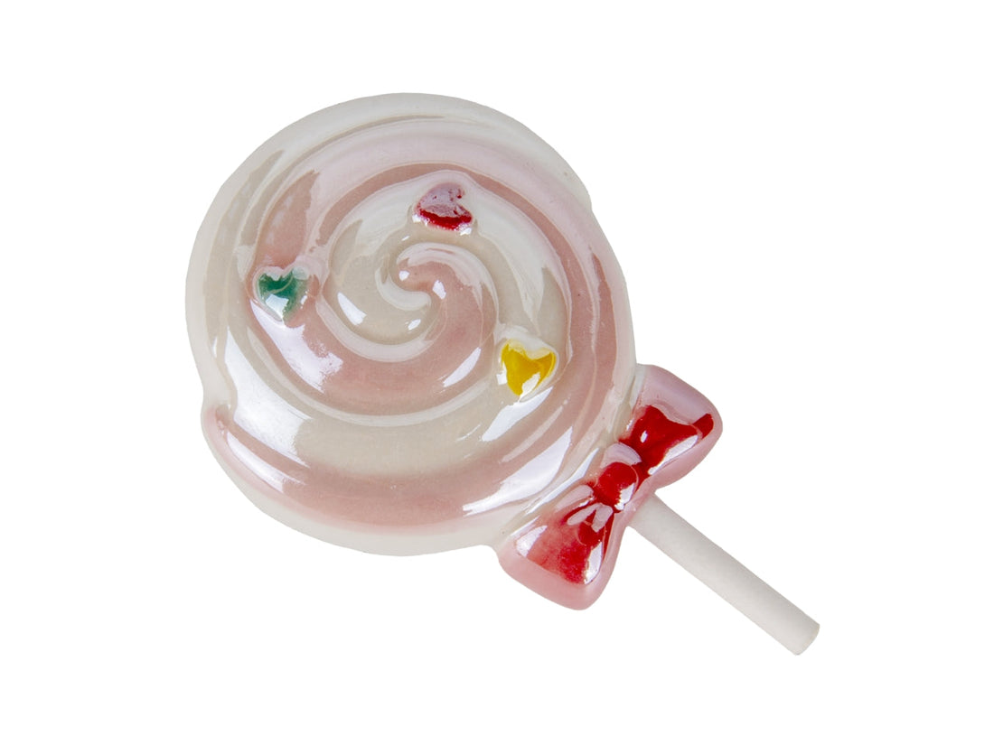 Decora il frigo con il magnete lecca-lecca Etm Lollipop in PVC rosa, ø 8 cm. Bomboniera battesimo bambina originale e colorata.