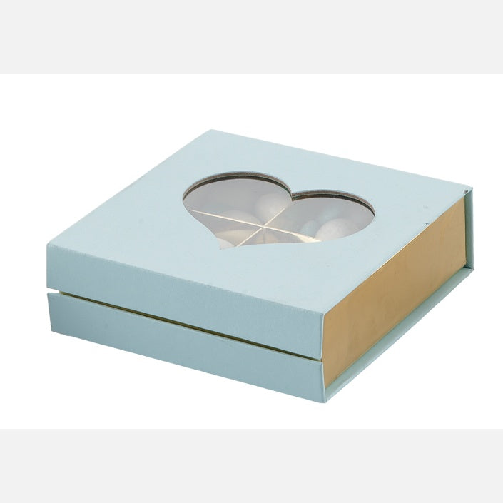 larcolaio larcolaio box telata portaconfetti 13 x 13 x 4 cm bomboniera celeste con cuore 1 pz ean 8059558632296