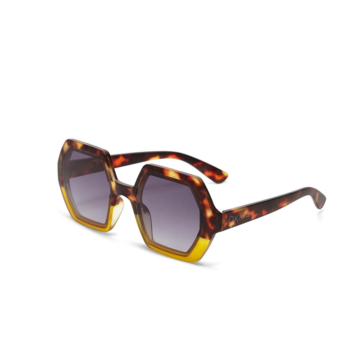 okkia okkia occhiale da sole premontato esagonale mod emma havana yellow ean 8055773193864