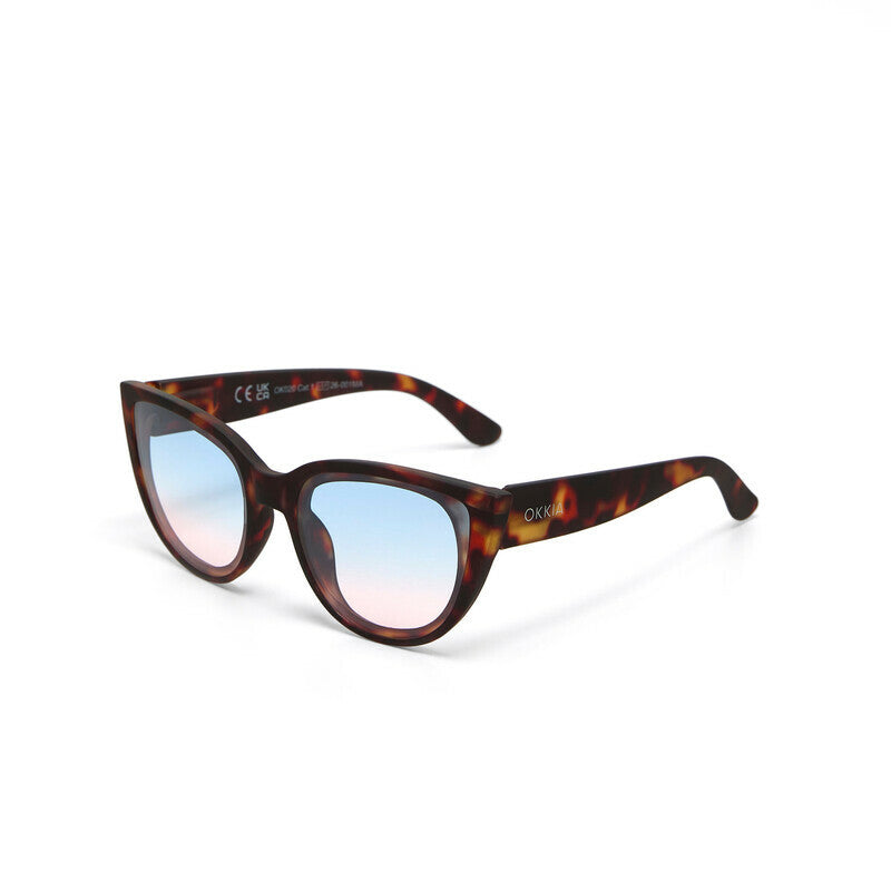 okkia okkia occhiale da sole premontato gatto lite mod silvia soft touch havana lenti blue pink ean 8056211375361