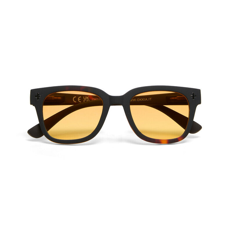 okkia okkia occhiale da sole premontato mod giovanni translucid havana black soft touch con lenti giallo
