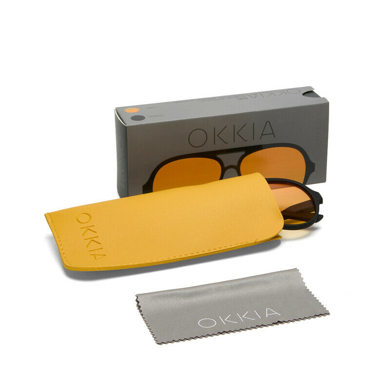 okkia okkia occhiale da sole premontato a forma di goccia mod alessio soft touch black lenti yellow ean 8056211375392
