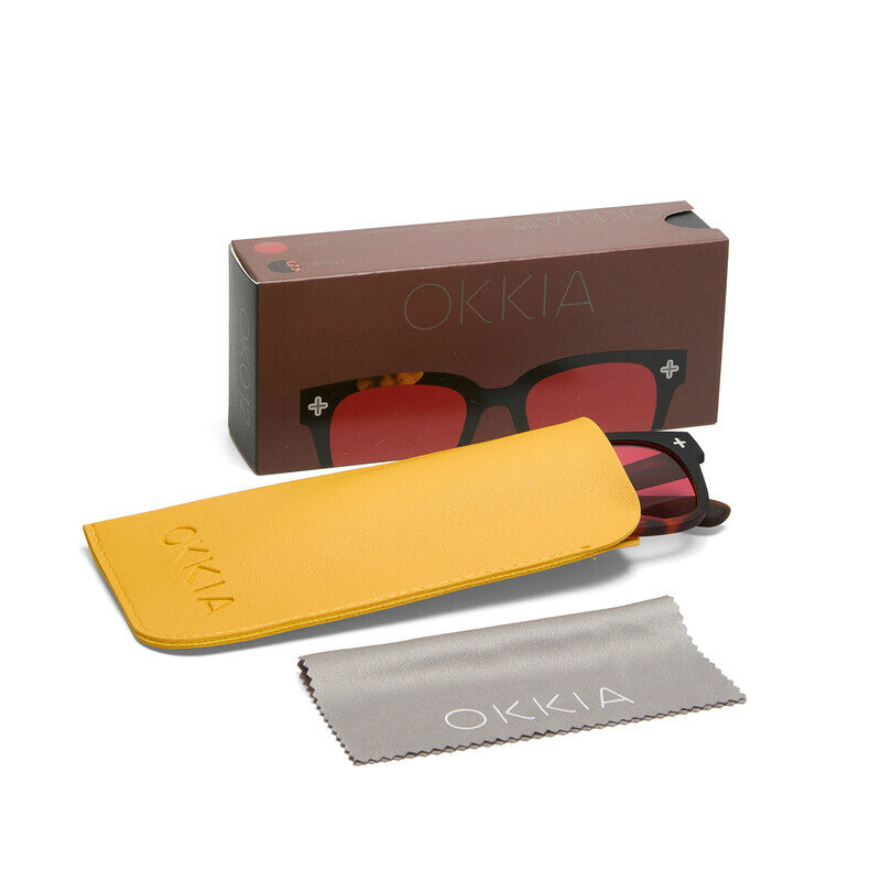 okkia okkia occhiale da sole premontato mod giovanni translucid havana black soft touch con lenti rosso ean 8056211375293