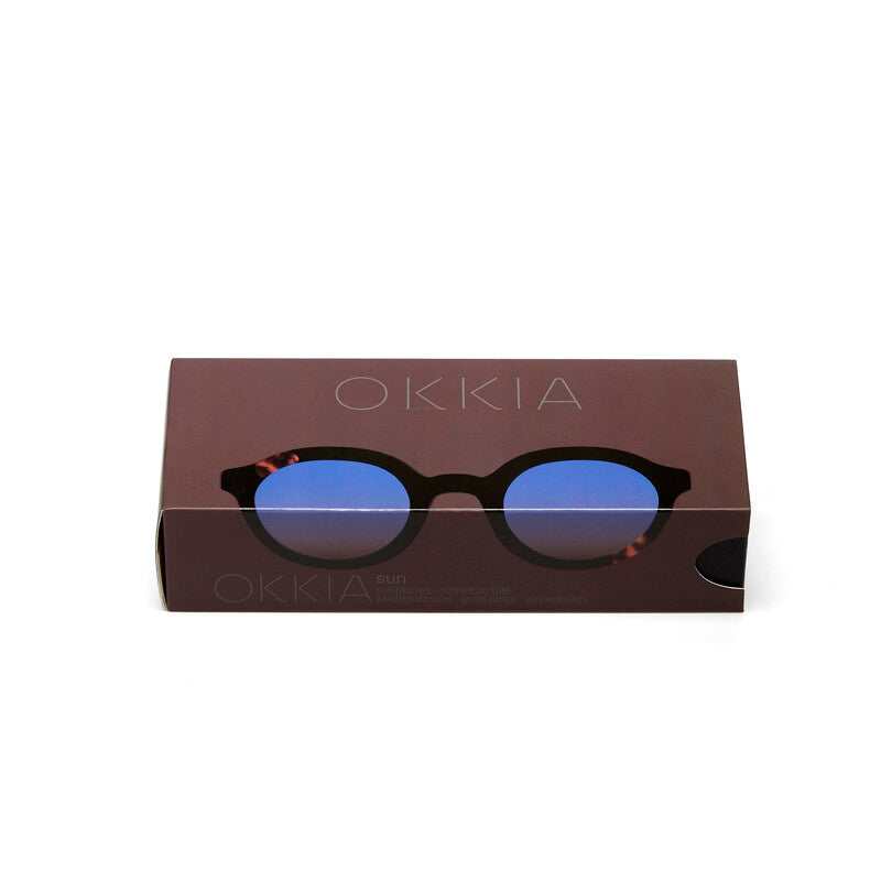 okkia okkia occhiale da sole premontato mod lauro soft touch havana black lenti blue ean 8055773197169