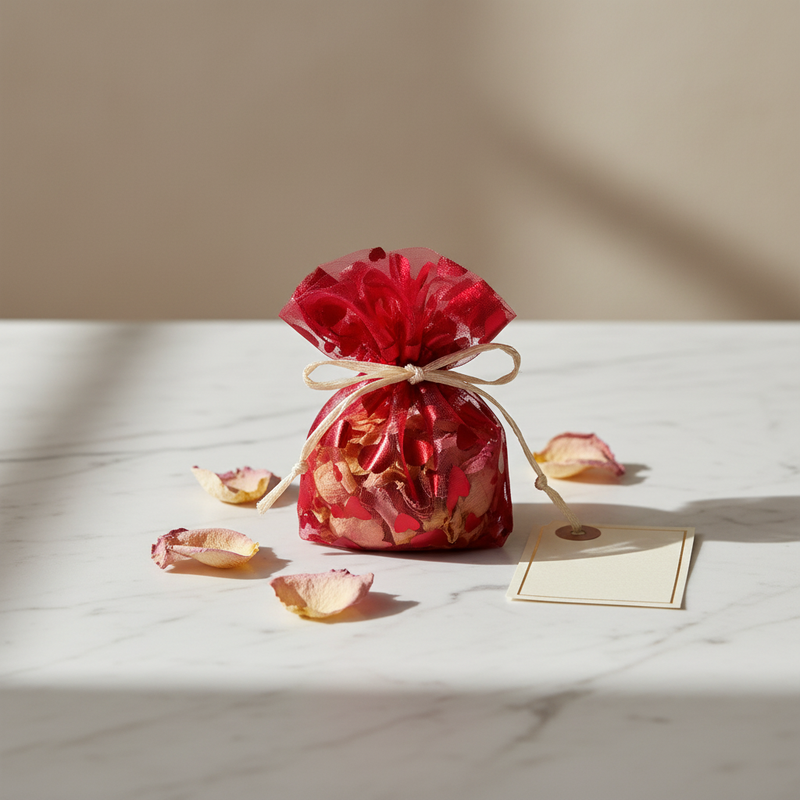 Alternativa 1 – Sacchetto su marmo con petali