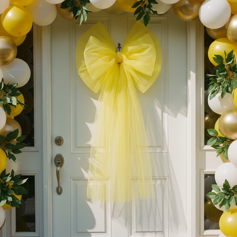 Rotolo Tulle semi-trasparente per bomboniere, decorazioni e fai da te. ARPIMEX rotolo giallo limone H 25 cm × 100 mt, rete fine, no sfilacciatura