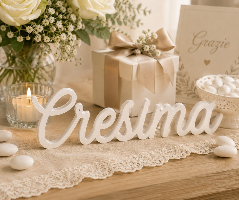 cupidoco cupidoco scritta cresima in legno bianco decorazione per confettate e allestimenti 425 x h 12 cm ean 8007402289578