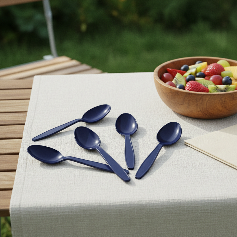 Cucchiai monouso blu Dopla, 20 pz, plastica leggera e resistente. Perfetti per feste, picnic e catering. Pratici e igienici.