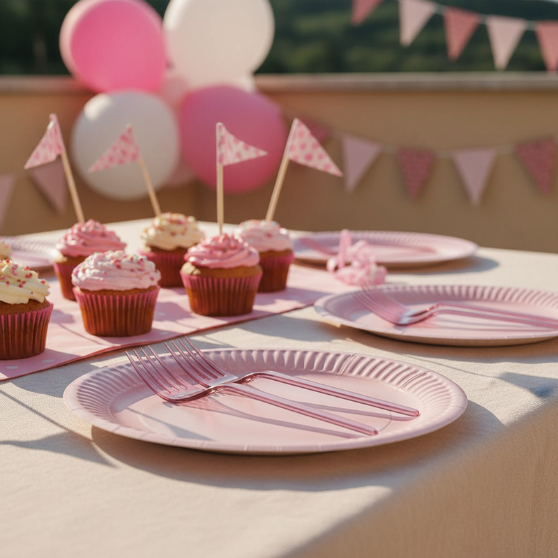 Posate riutilizzabili per feste ed eventi: forchette Dopla Compact rosa, 18 cm, lavabili in lavastoviglie, 15 pz.
