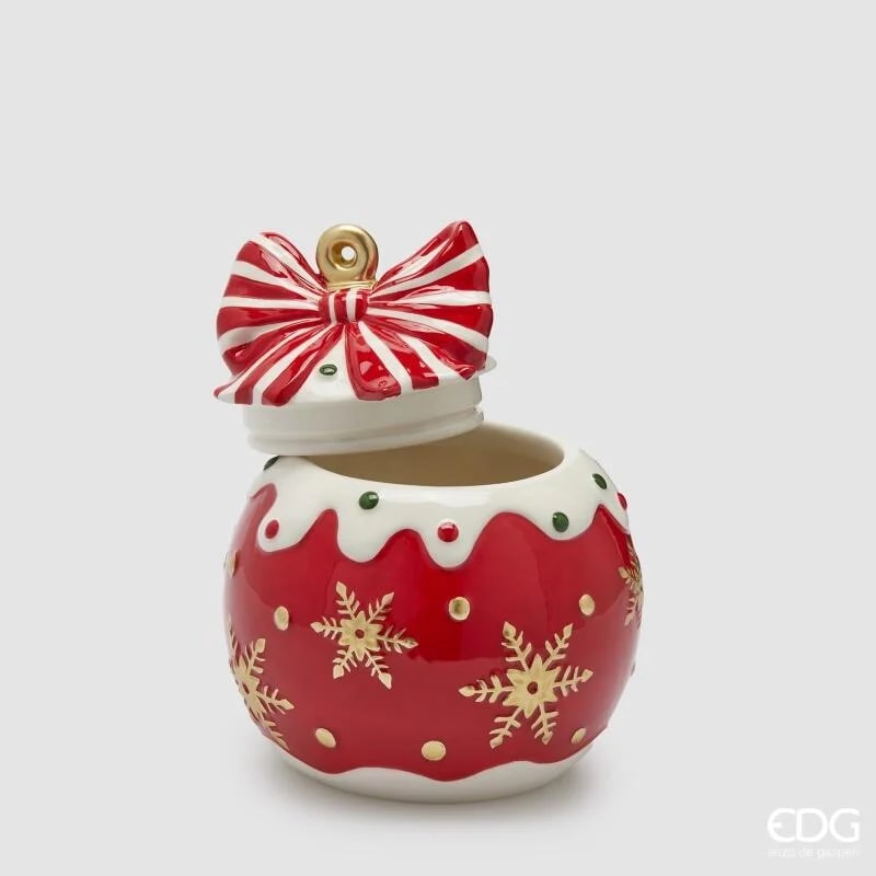 edg enzo de gasperi edg enzo de gasperi contenitore palla xmas natale h 21 cm d 185 cm white red ean 8059824539595