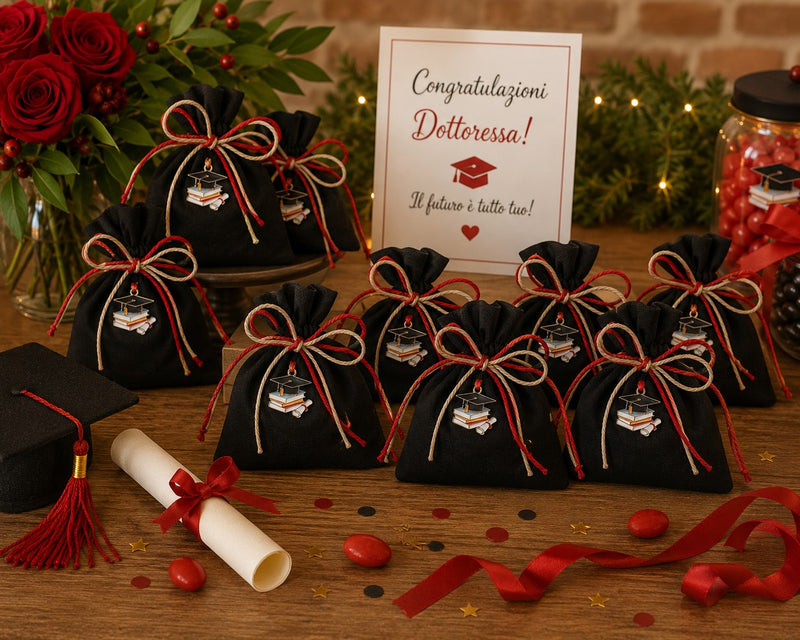 larcolaio larcolaio sacchetto con book 9 x 12 cm portaconfetti laurea nero 12 pz ean 8059558631350