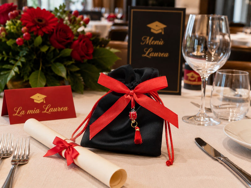 larcolaio larcolaio sacchetto ladybug 9x12 cm laurea nero bomboniera elegante 12 pz ean 8059558631381
