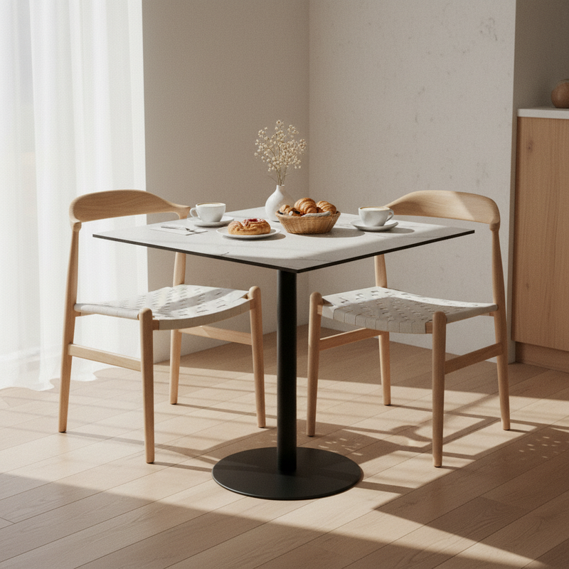 Piano tavolo HPL 70×70 cm sp. 10 mm finitura White Moon Geo bianco pietra, antigraffio. Made in Italy per bar e ristoranti