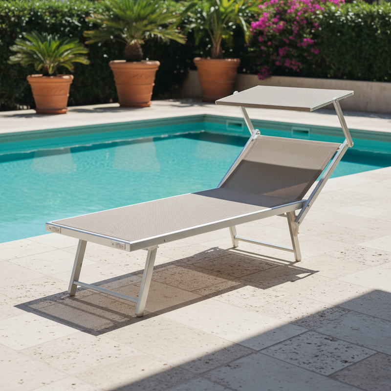 moia greenwood moia greenwood lettino mare con tettuccio in alluminio e textilene tortora lettino spiaggia regolabile design resistente ean 8013054124570