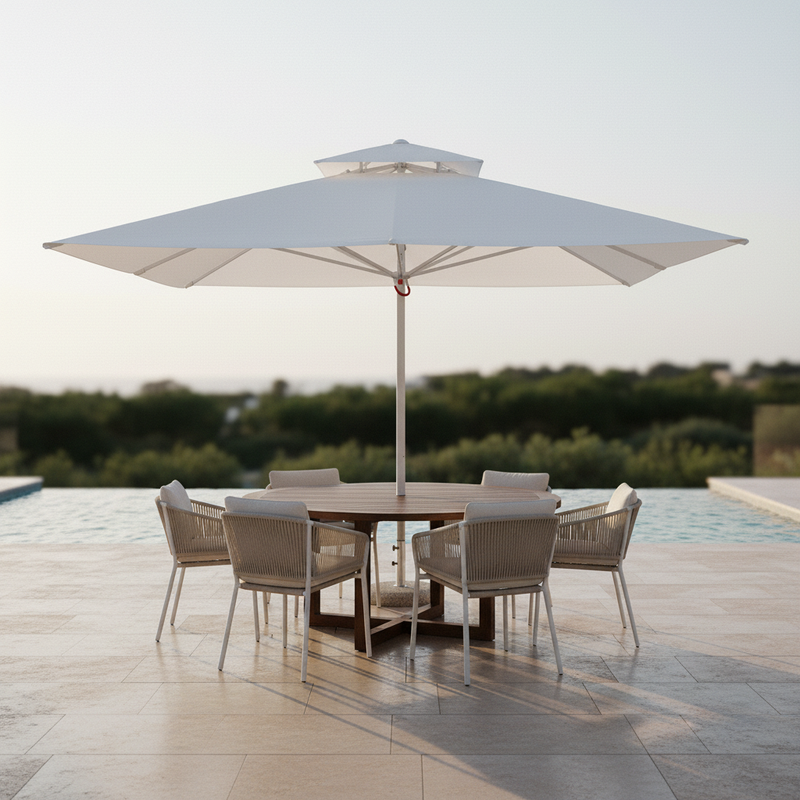 moia greenwood moia greenwood ombrellone push up 4 x 4 m bianco palo d 60 mm telescopico con camino antivento telo poliestere 320 gr contract ean 8013054826870