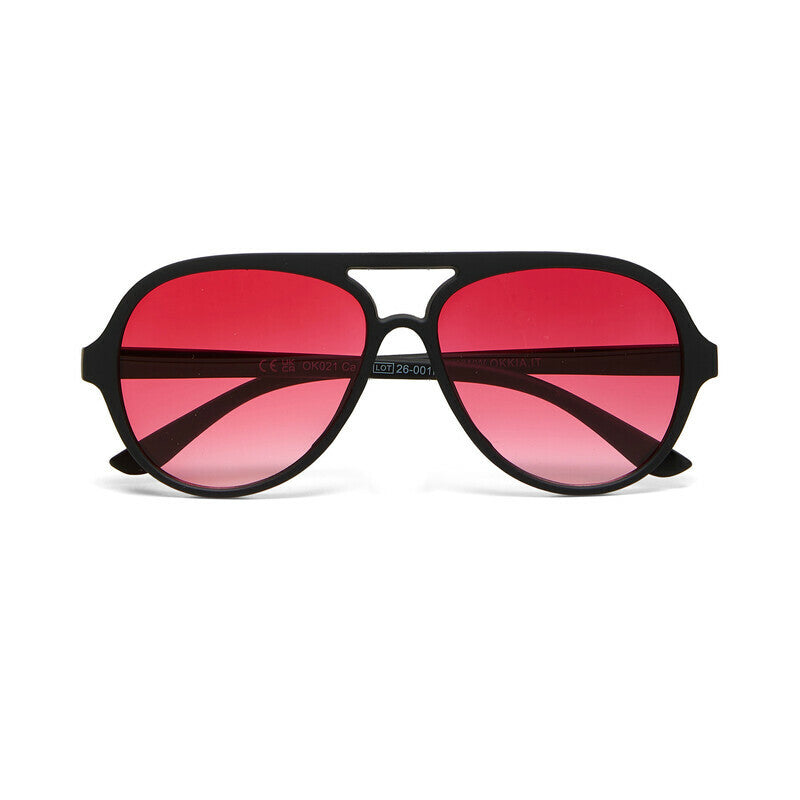 okkia okkia occhiale da sole premontato a forma di goccia mod alessio soft touch black lenti red ean 8056211375576