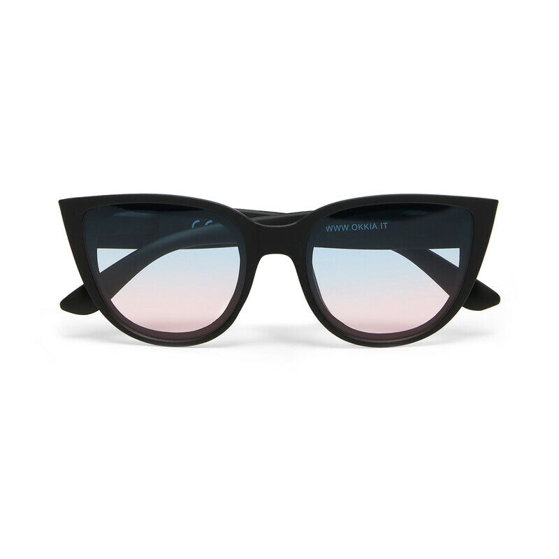 okkia okkia occhiale da sole premontato gatto lite mod silvia soft touch black lenti blue pink ean 8056211375354