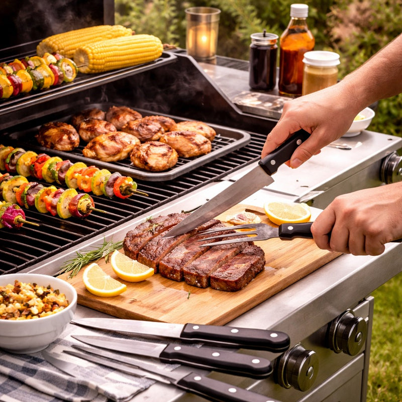 regalo italiano regalo italiano set 3 accessori barbecue 325 cm kit bbq utensili griglia in acciaio ean 8057586033931