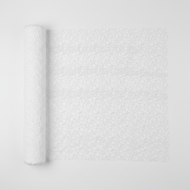 Rete polycotton per composizioni floreali, bomboniere e decorazioni. ARPIMEX H 48 cm × 5 mt, colore bianco, poliestere morbido ean 8018318170485