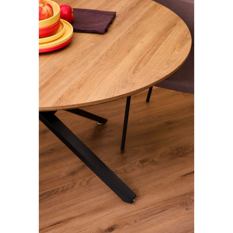 di mo commerciale di mo commerciale tavolo rotondo jasper d 120 cm h 75 cm piano mdf effetto noce naturale con gambe in metallo ean 8010402491193