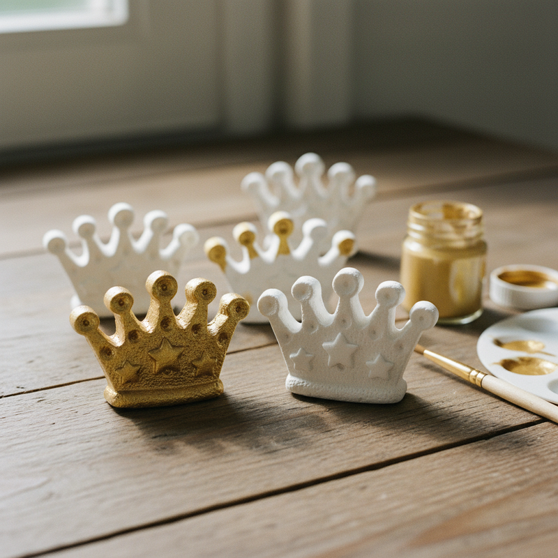 Corona gesso bianco Etm verniciatura oro fai-da-te