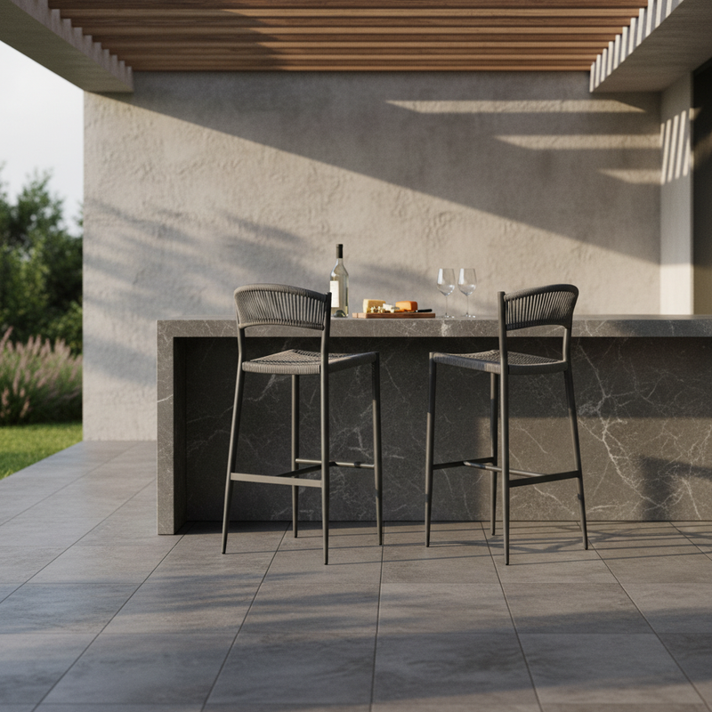 moia greenwood moia greenwood sgabello milano contract in alluminio antracite con corda grigia sgabello outdoor design moderno ean 8013054832949