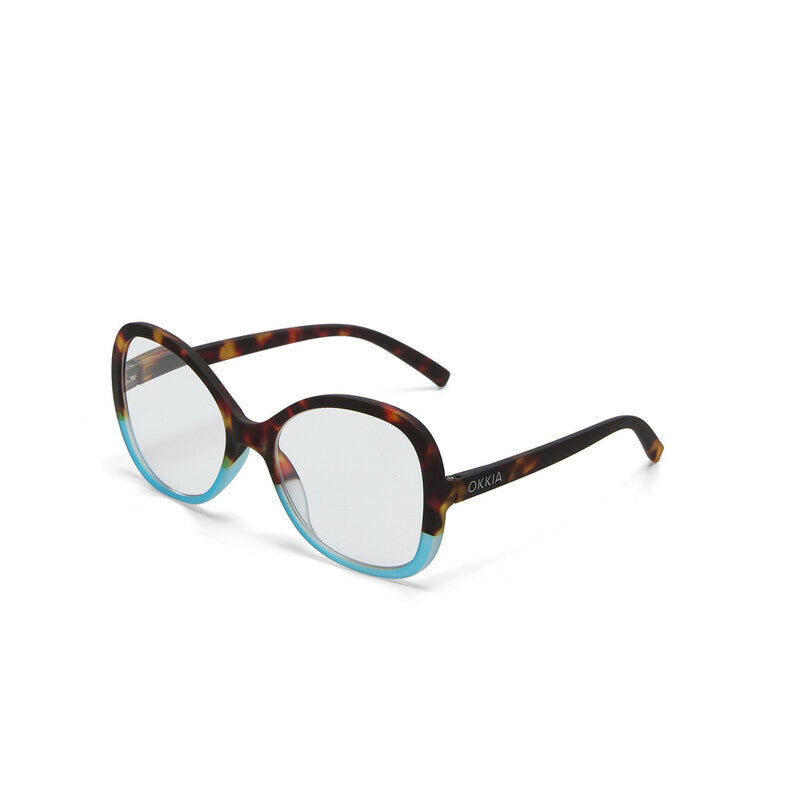 okkia okkia occhiale da lettura mod verona premontato butterfly soft touch spring anti luce blu havana blue diottrie 3 00 ean 8056211374043