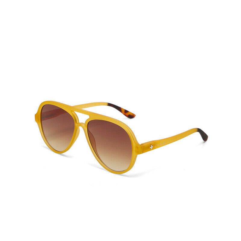 okkia okkia occhiale da sole premontato a forma di goccia mod alessio soft touch giallo lenti brown ean 8056211375415