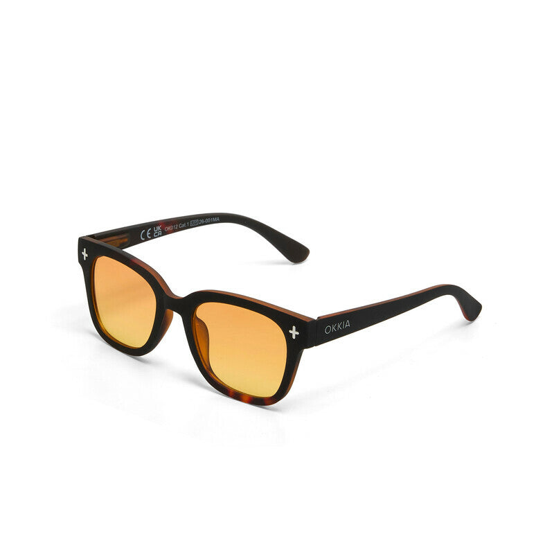 okkia okkia occhiale da sole premontato mod giovanni translucid havana black soft touch con lenti giallo