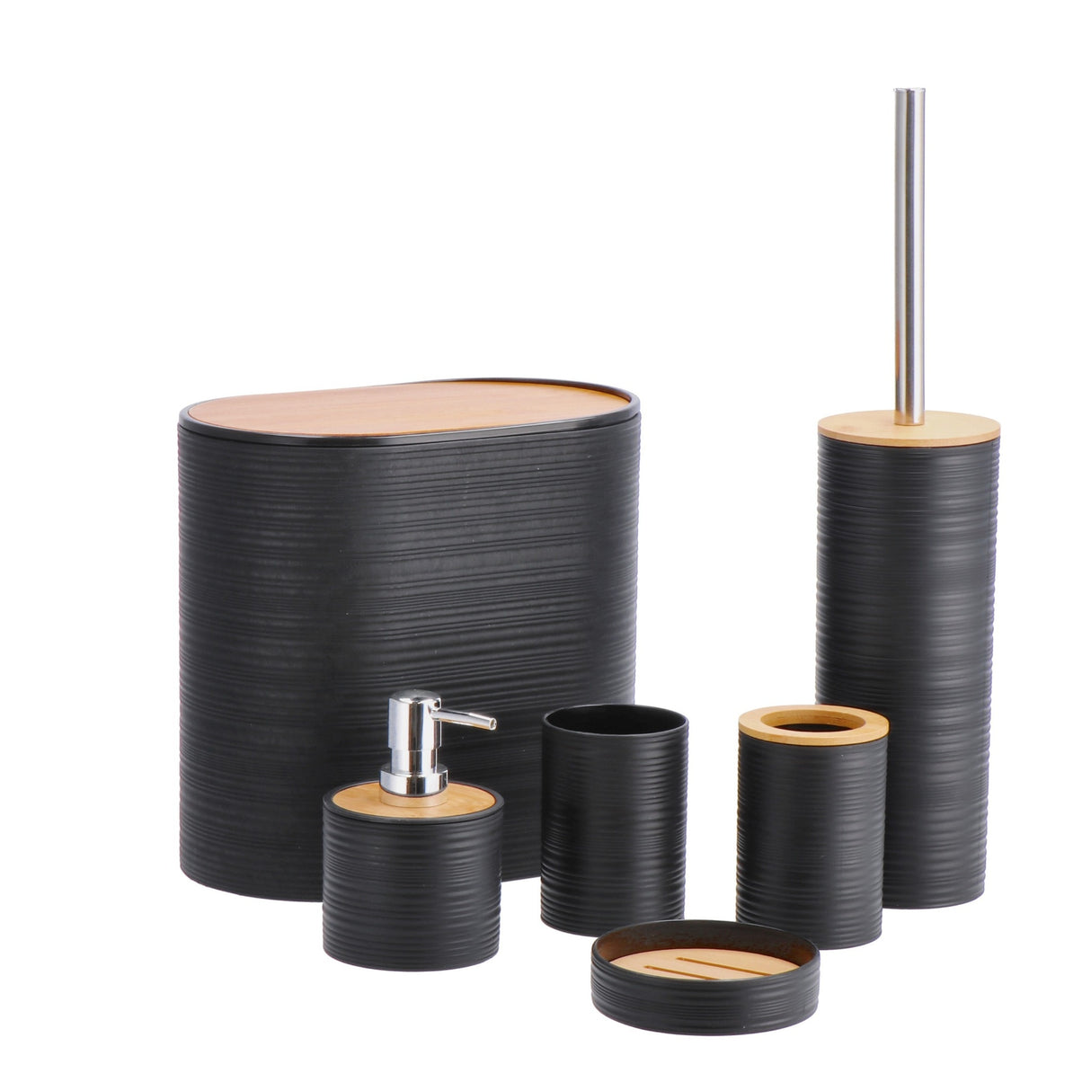 regalo italiano regalo italiano set bagno 6 pezzi plastica e bamboo ass accessori bagno moderni 1 pz ean 8057586207882
